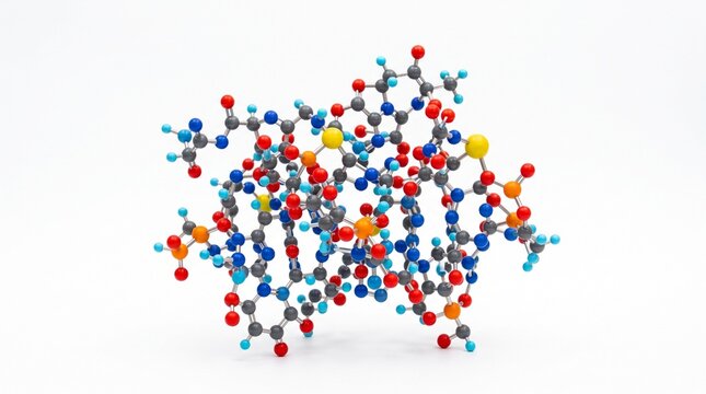 Colorful molecular structure model isolated on white background