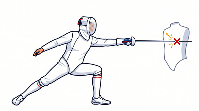 Fencer Hitting Target Dummy Vector Illustration