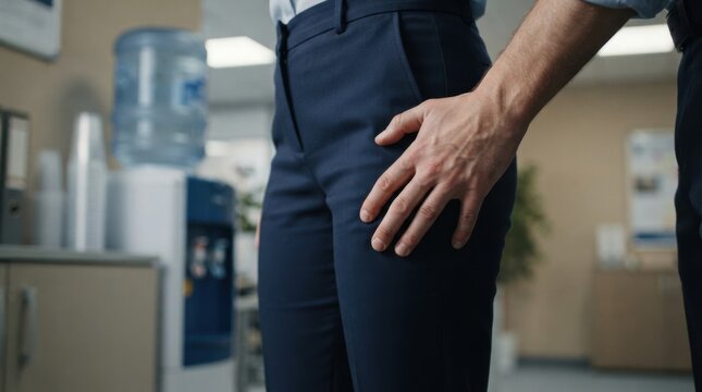 Man Touching Woman Inappropriately in Office Workplace