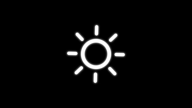 Simple animated outline sun icon with a summertime theme, seamless loop.