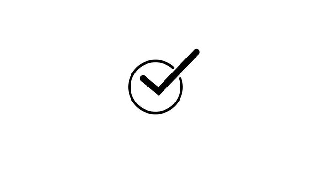 Animated checkmark icon on a dark black background.