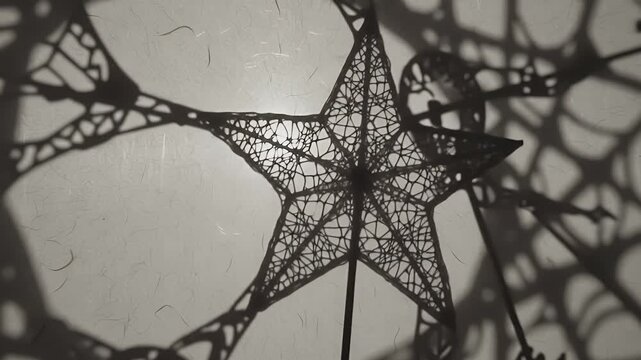 Creative Space Shadow Puppet Show with Planets, Stars, and Spider Web Background for Children's Entertainment