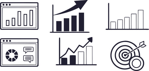 Obraz premium Business growth and success chart icons with target