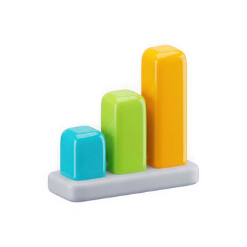 3d render of a colorful bar chart isolated on transparent background