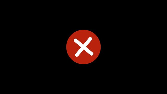 White cross icon on a red circular background, representing error, failure, and incorrect verification.