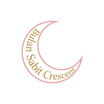 Pink crescent moon with Bulan Sabit text.