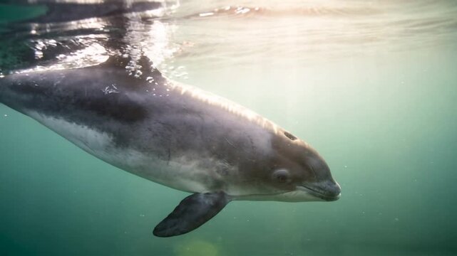 harbor porpoise close up underwater in north sea scotland marine habitat video