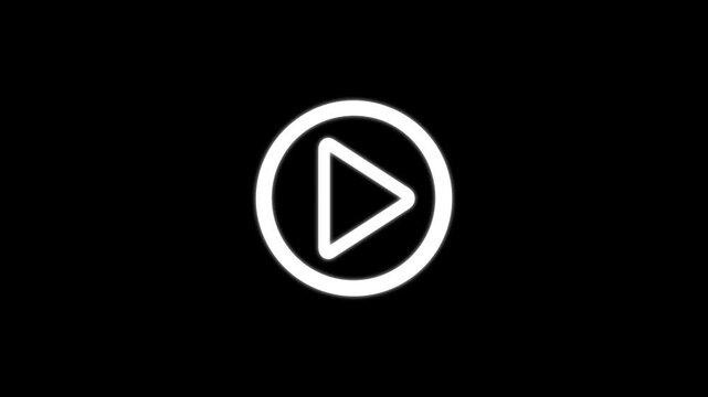 pause icon animation glowing media player control pause button neon circle animation Minimalist video play button icon on a black background