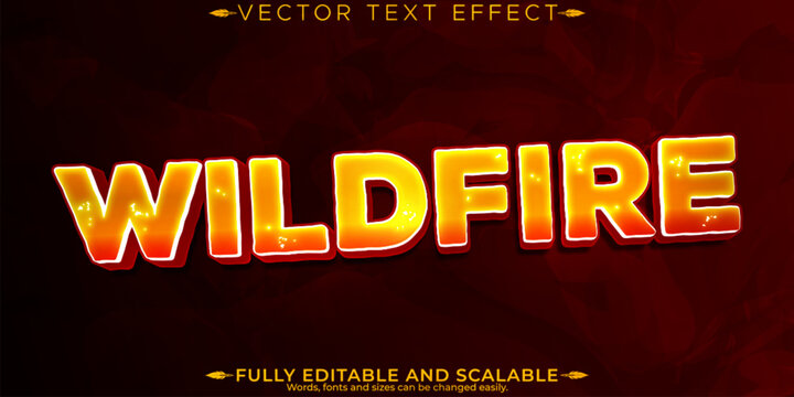 Wildfire text effect, editable fire and cartoon text style