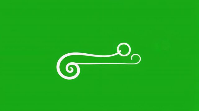 Animated elegant swirl flourish elements with subtle motion against green screen backdrop
