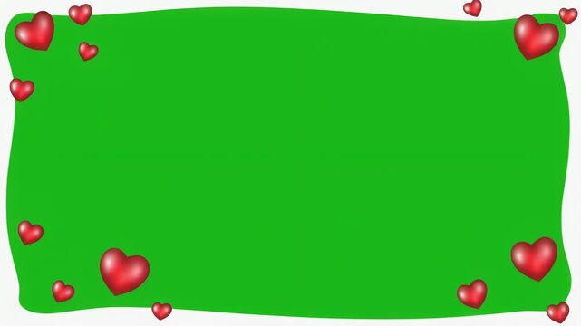 Animated green screen frames with heart accents for romantic video overlays and festive editing