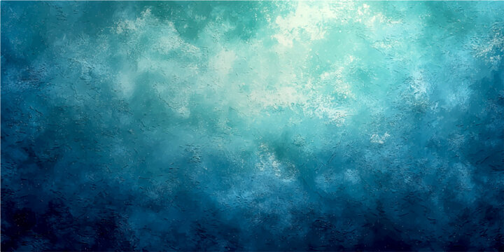 Abstract watercolor texture in teal and deep blue with light luminescence representing fluid motion and atmospheric depth.