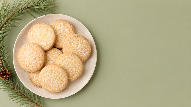 Christmas Cookies Flat Lay with Copy Space