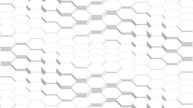 Hexagon tiles 3D grid surface moving in rhythmic wave motion for corporate tech background loop.