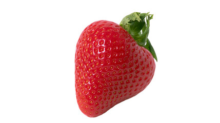 Ripe red strawberry with green leaves, isolated on transparent background © Ozols
