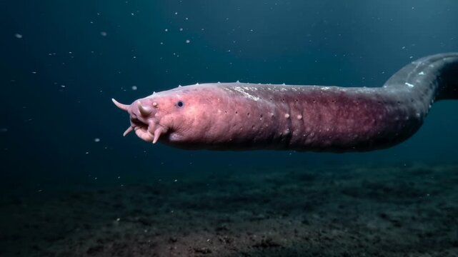 hagfish underwater close up at morning light in monterey bay california video