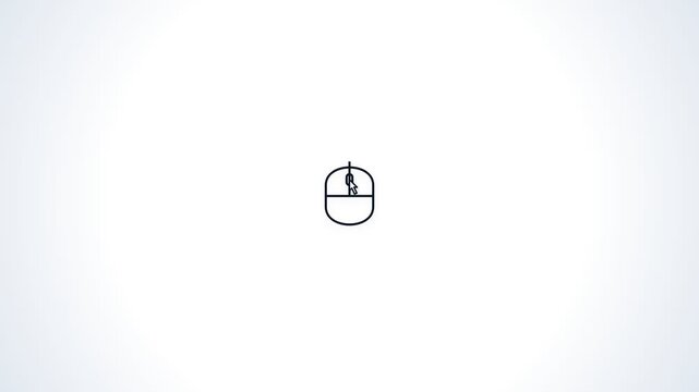 Minimalist Computer Mouse Icon Animation on Clean White Background.