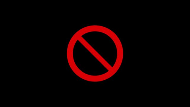 Stop sign red icon. warning or no entry forbidden circle and line symbol. Attention sign on alpha transparent background