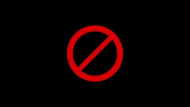 Stop sign red icon. warning or no entry forbidden circle and line symbol. Attention sign on alpha transparent background