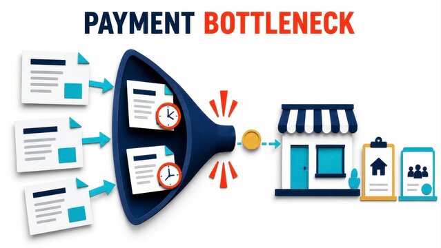 Economic pressure financial resilience payment bottleneck for business and commerce with document flow delay and cash flow strain