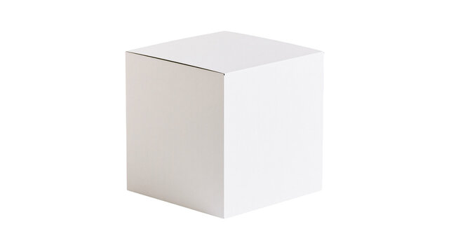 Plain white cube box with lid, isolated on transparent background