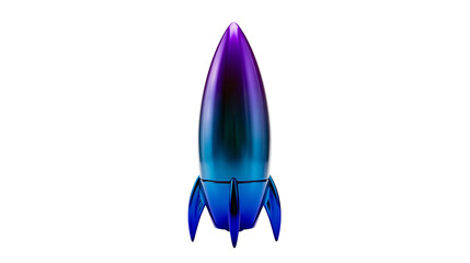 Shiny metallic rocket with fins, isolated on transparent background © Ozols