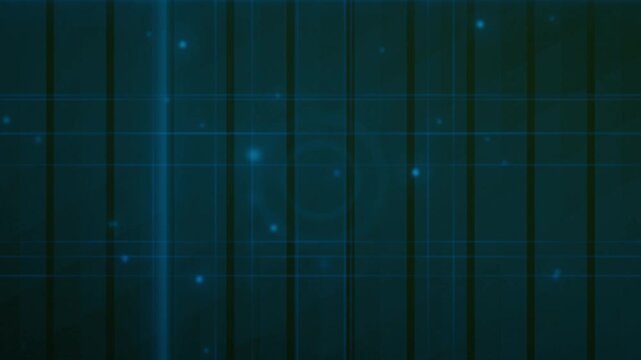 A futuristic blue grid background loops seamlessly with floating particles and light flares.