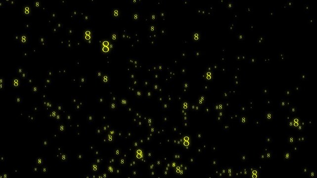 Multiple outline number 8 symbols welling up from below, loop, alpha channel