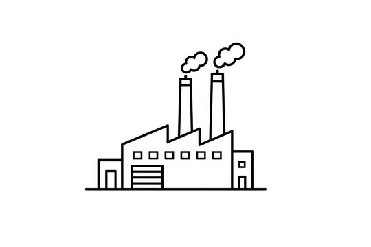 Minimalist factory line art illustration.
