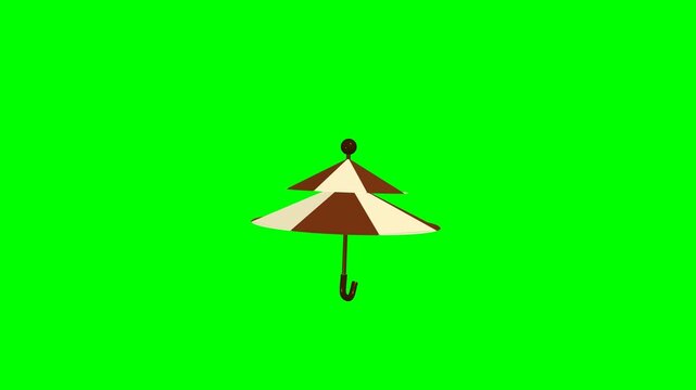 Animated Umbrella Icon Rotating on Green Screen Background.