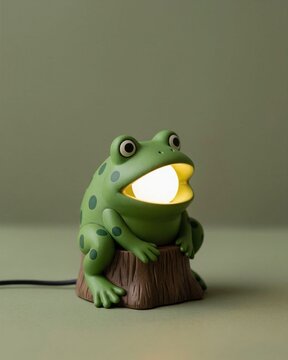 Frog-shaped bedside lamp for children's room with playful design  