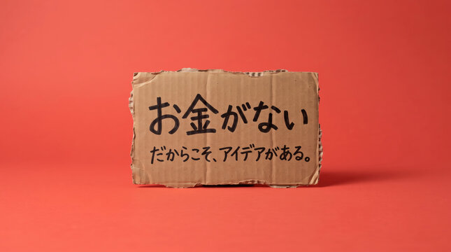 No Money, More Ideas Motivation Concept with Handwritten Cardboard Message