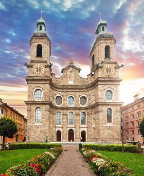 Cathedral of Saint James or Dom Sankt Jakob is Baroque cathedral of Innsbruck, Tyrol - Austria