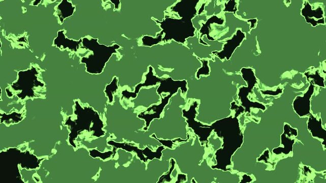 An abstract loop featuring a camouflage pattern with organic green and black shapes moving across the frame.