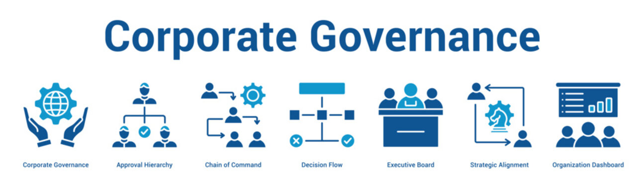 Corporate Governance web banner icon vector illustration concept for business with icon of Corporate Governance, Approval Hierarchy, Chain of Command, Decision Flow, Executive Board, Strategic.