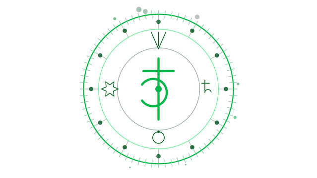 Jupiter planet astrology symbol with expansion. Isolated transparent PNG overlay.