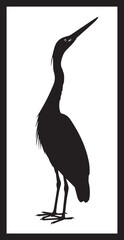 Obraz premium Standing Heron Crane Bird Silhouette Frame Vector Graphic Illustration Design