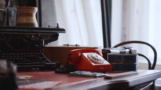 Vintage soviet era office desk interior