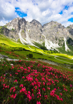 Panorama of Beautiful landscape at Stubai valley in Tirol, Schlick 2000
