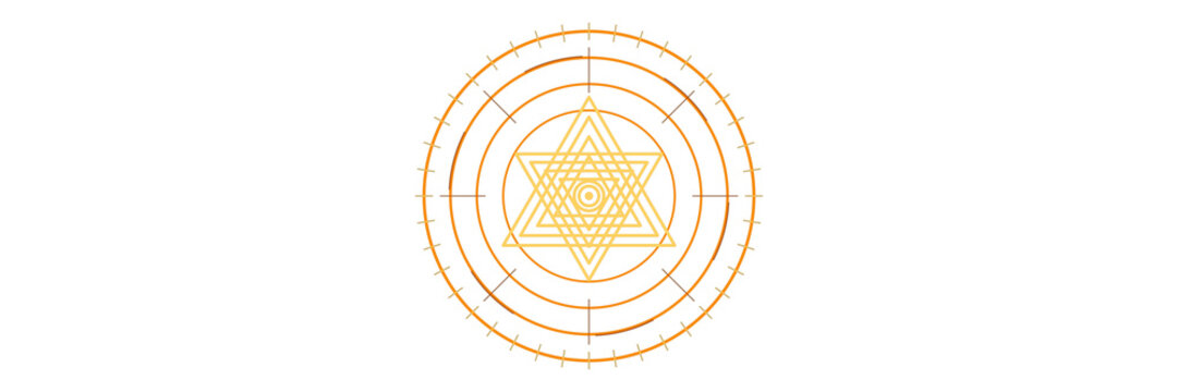 Crystal magic circle with gem facet ring pattern. Isolated transparent PNG mystical overlay for Photoshop and video.