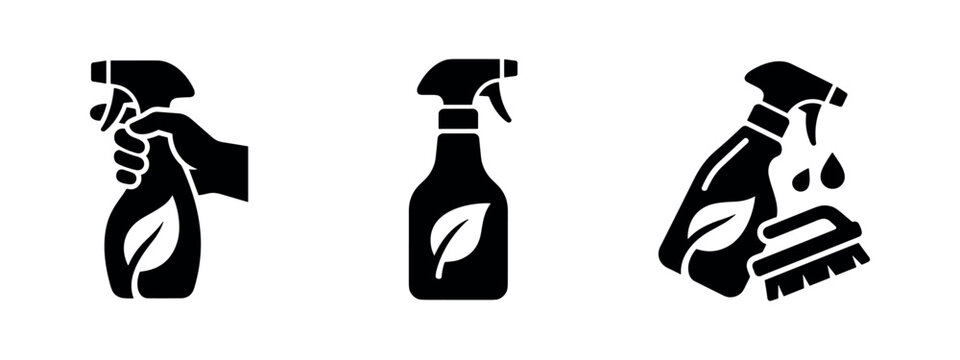 Eco-Friendly Cleaning Product Icons - Natural, Organic, and Sustainable