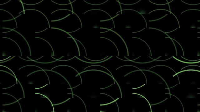 A looping pattern of green abstract lines moves across a dark background.