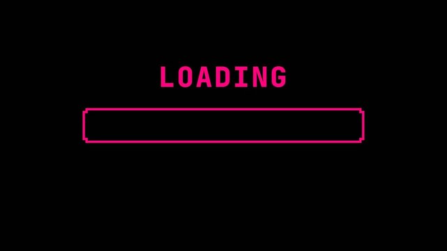 Progress bar pixel art with cyan blocks filling a magenta frame on black background for game UI.