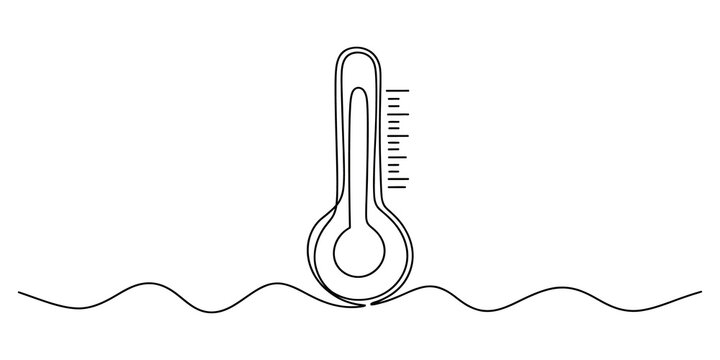 Continuous one line drawing of a thermometer icon