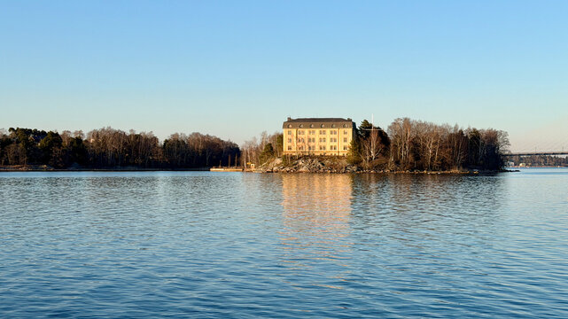 Historic Yellow Manor on Small Island in Helsinki Archipelago