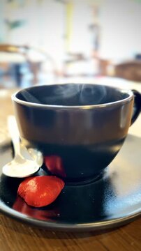Espresso and Red Heart Chocolate Valentines Day in Helsinki Cafe