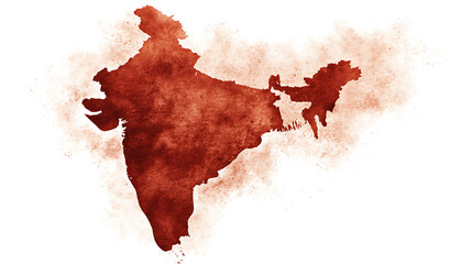 Watercolor painting of india s map with a white background showing the country s geographical outline © tasnim