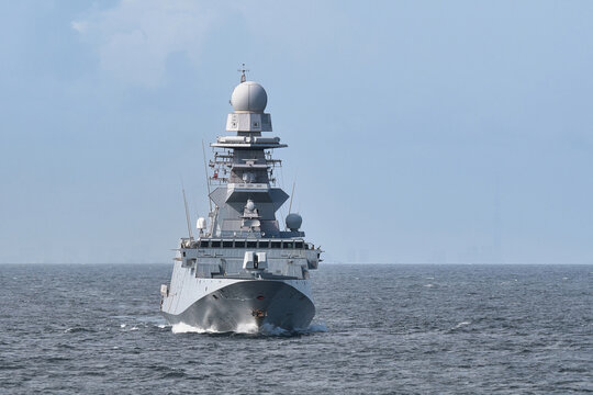 Italian naval frigate underway at sea