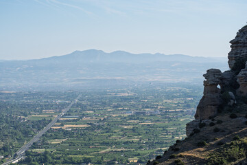 Obraz premium Cliffside View Over La Rioja Valley and Highway