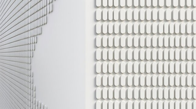 Abstract architectural background featuring a futuristic white minimalist grid pattern with clean lines and a modern geometric structural design concept